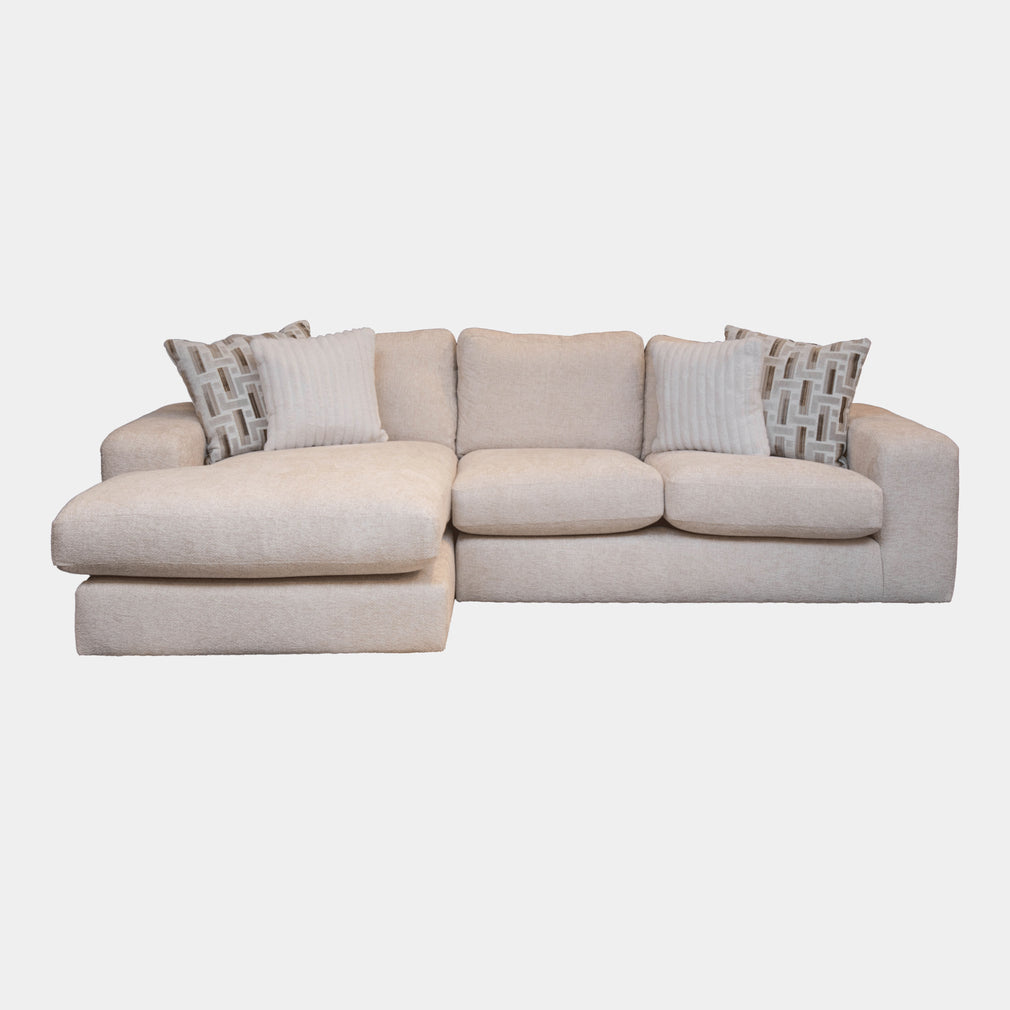 Sarasota - LHF Large Chaise Sofa With Wood Panels In Fabric