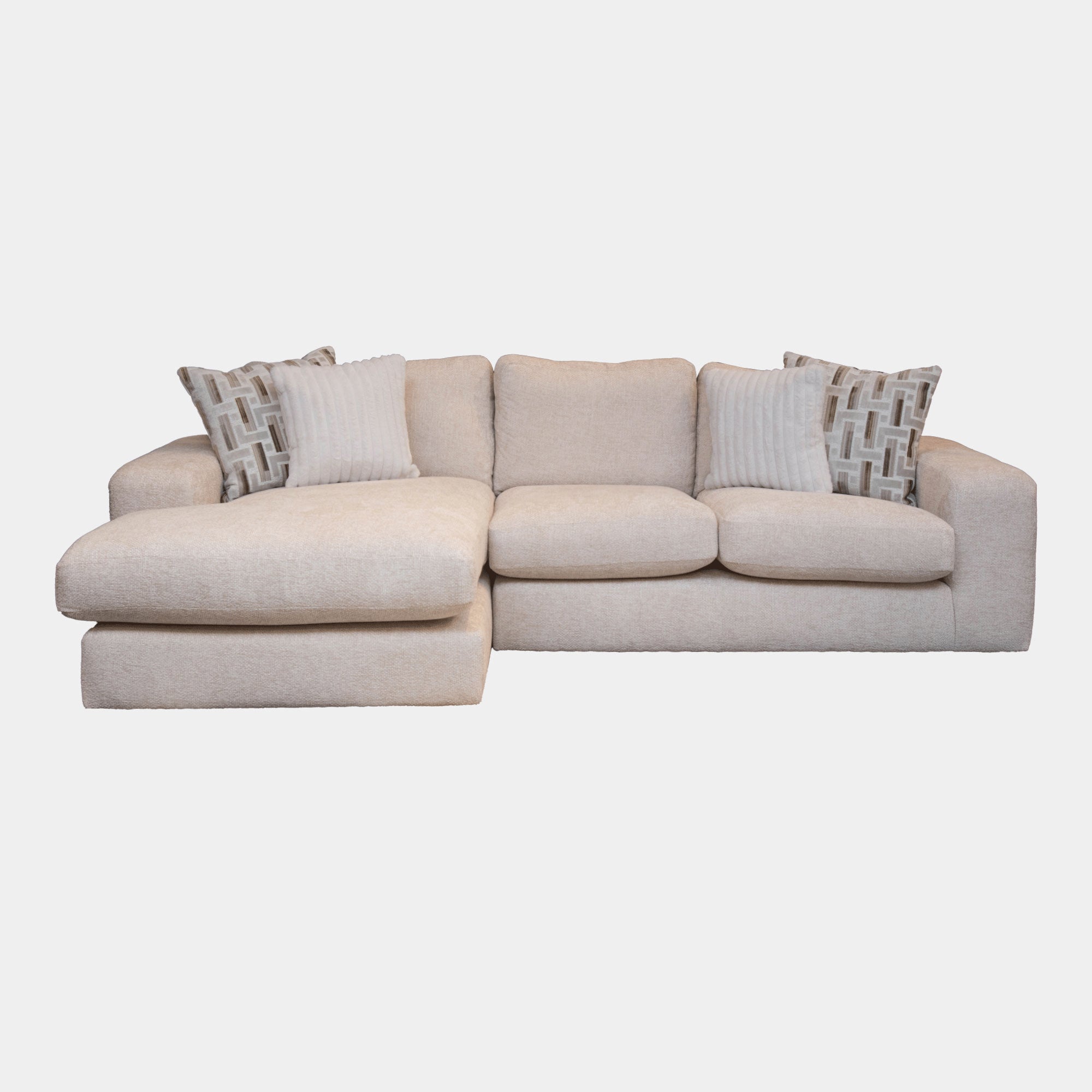 Sarasota - LHF Large Chaise Sofa With Wood Panels In Fabric