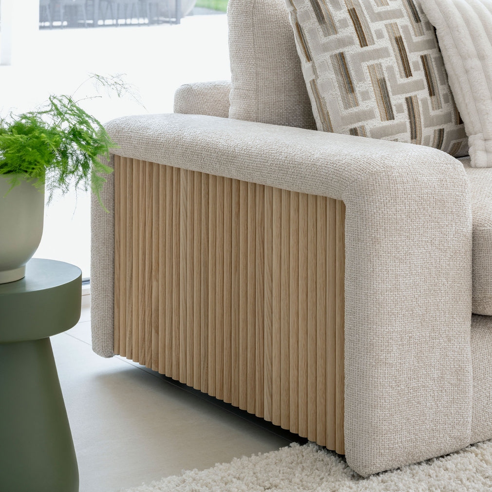 Sarasota - LHF Large Chaise Sofa With Wood Panels In Fabric