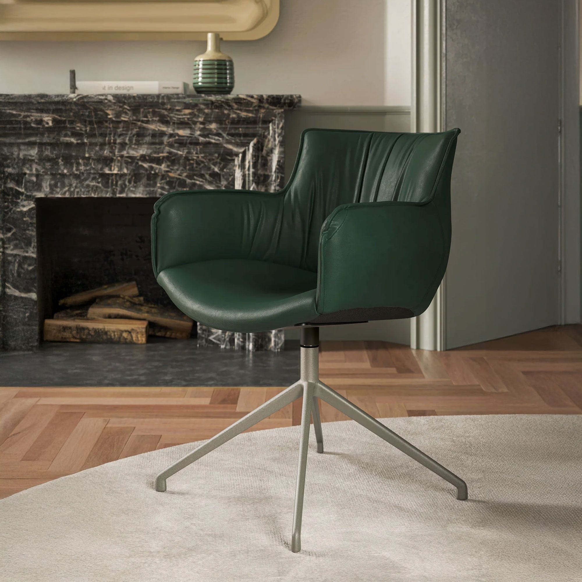 Cattelan Italia -  Rhonda Lounge Accent Swivel Chair In Soft Leather