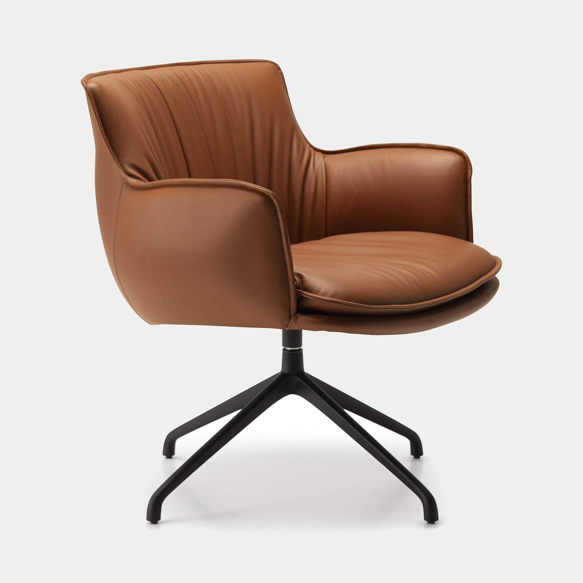 Accent Swivel Chair In Soft Leather