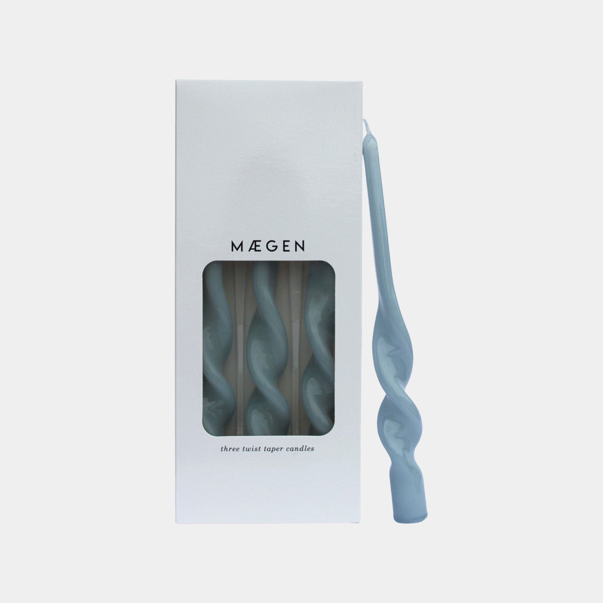 Maegen - Blue Twisted Taper Candles, Pack of 3