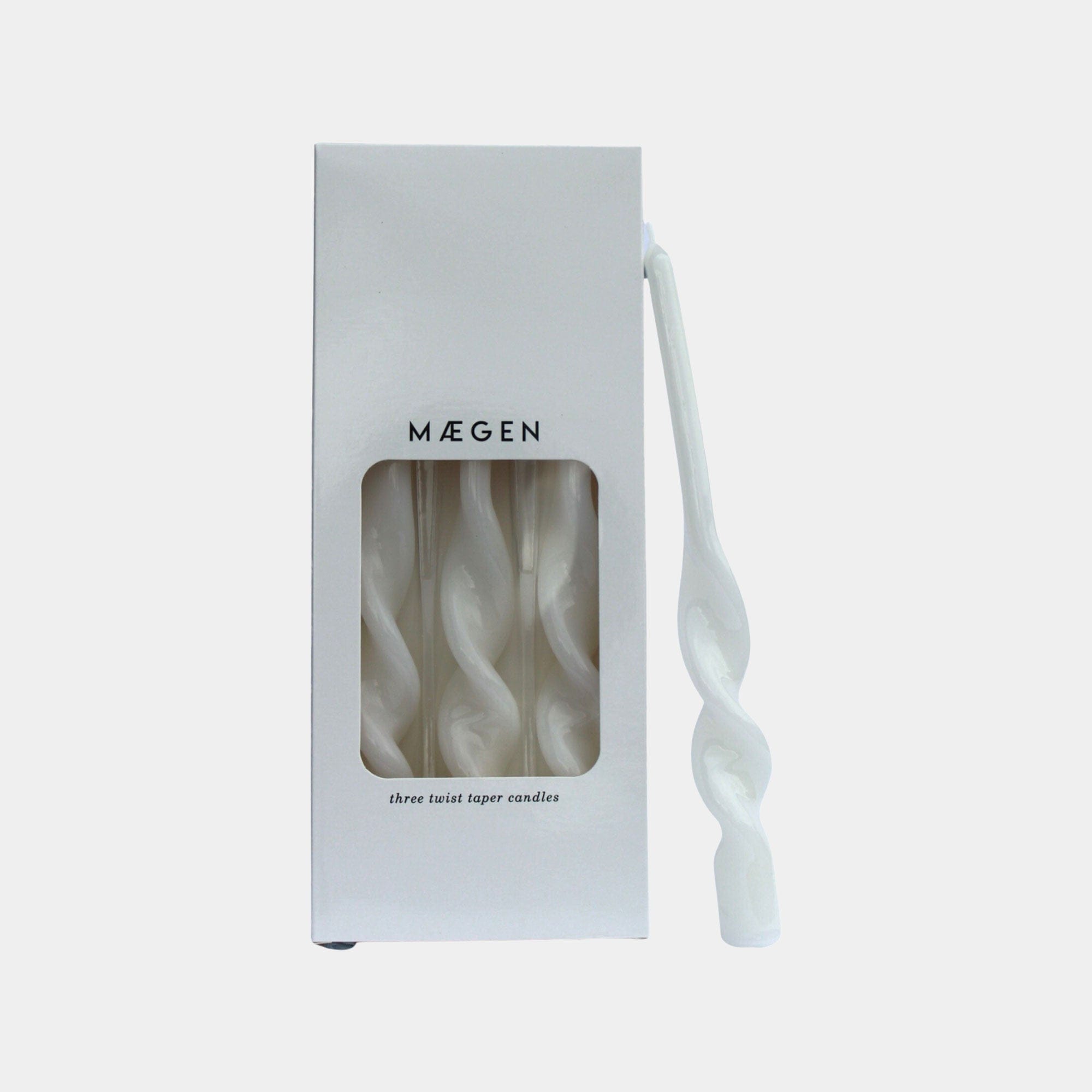 Maegen - White Twisted Taper Candles, Pack of 3