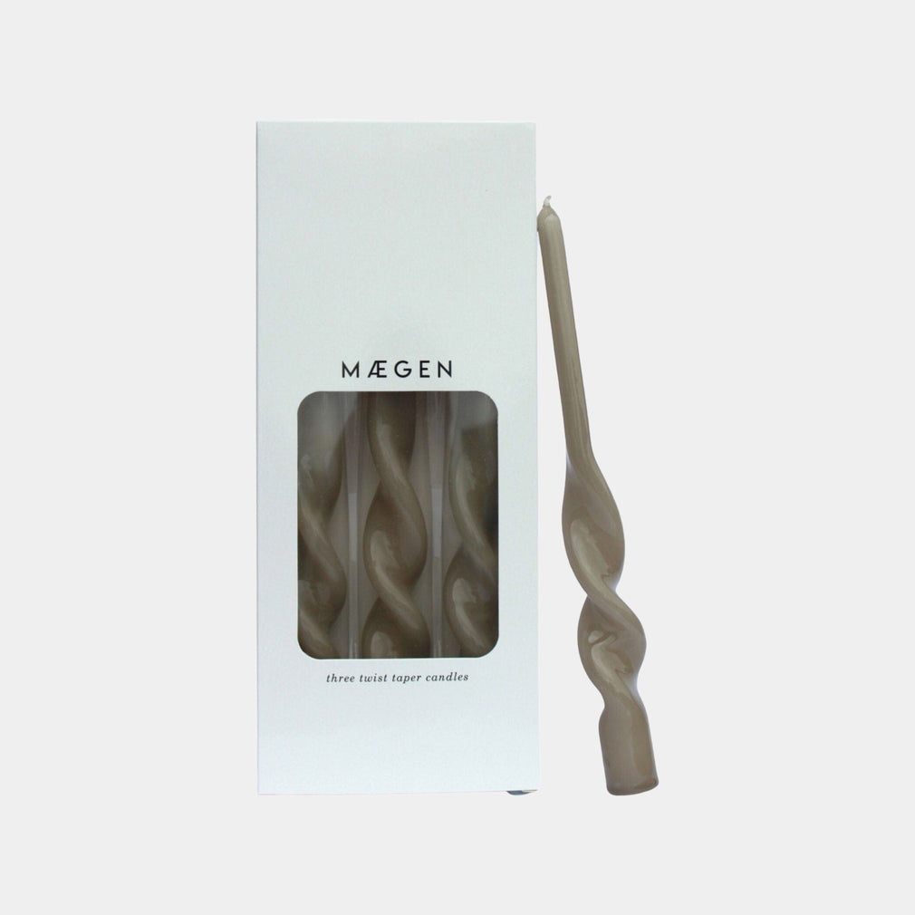 Maegen - Mink Twisted Taper Candles, Pack of 3