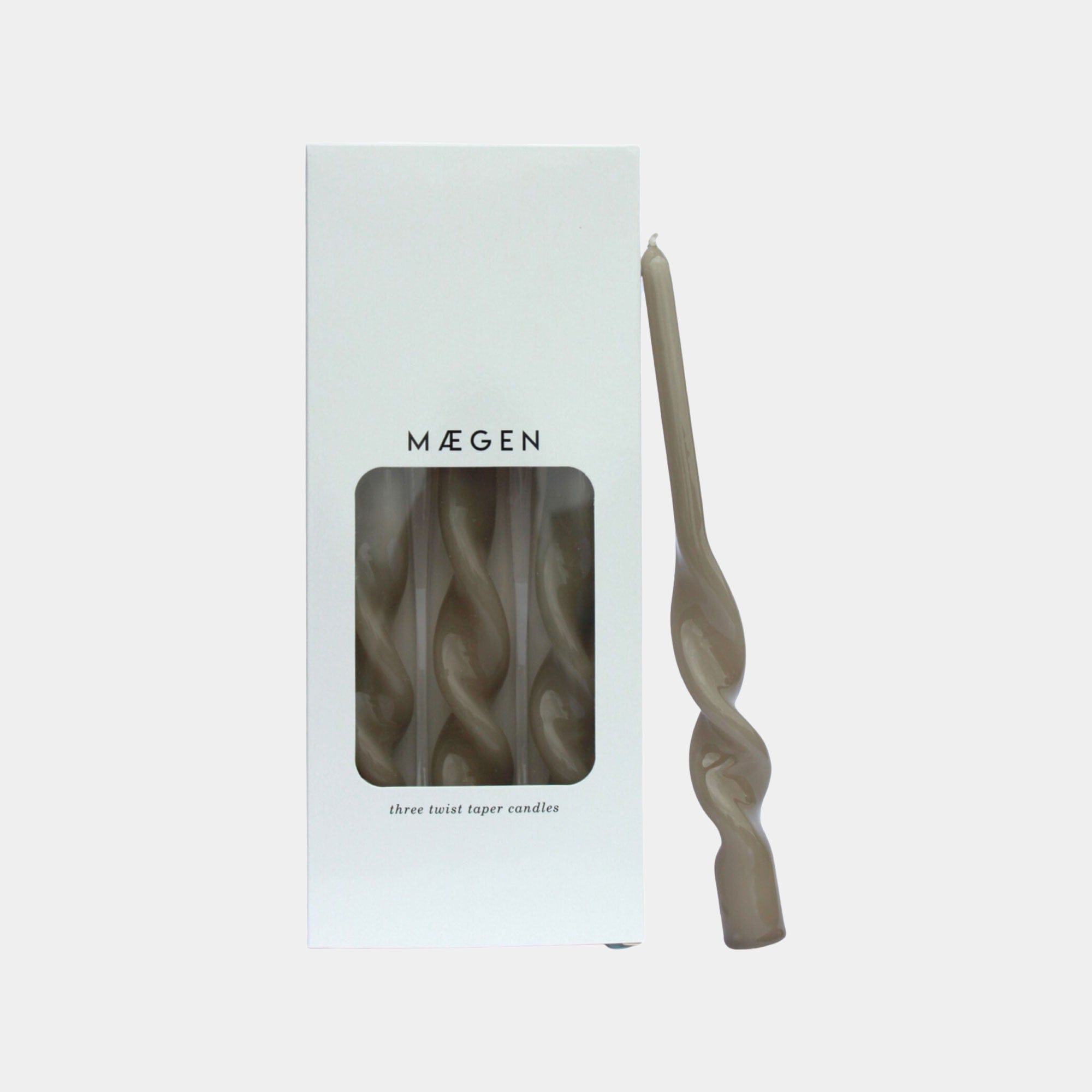 Maegen - Mink Twisted Taper Candles, Pack of 3