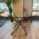 Puzzle 130cm Round Dining Table Chrome/Glass Top
