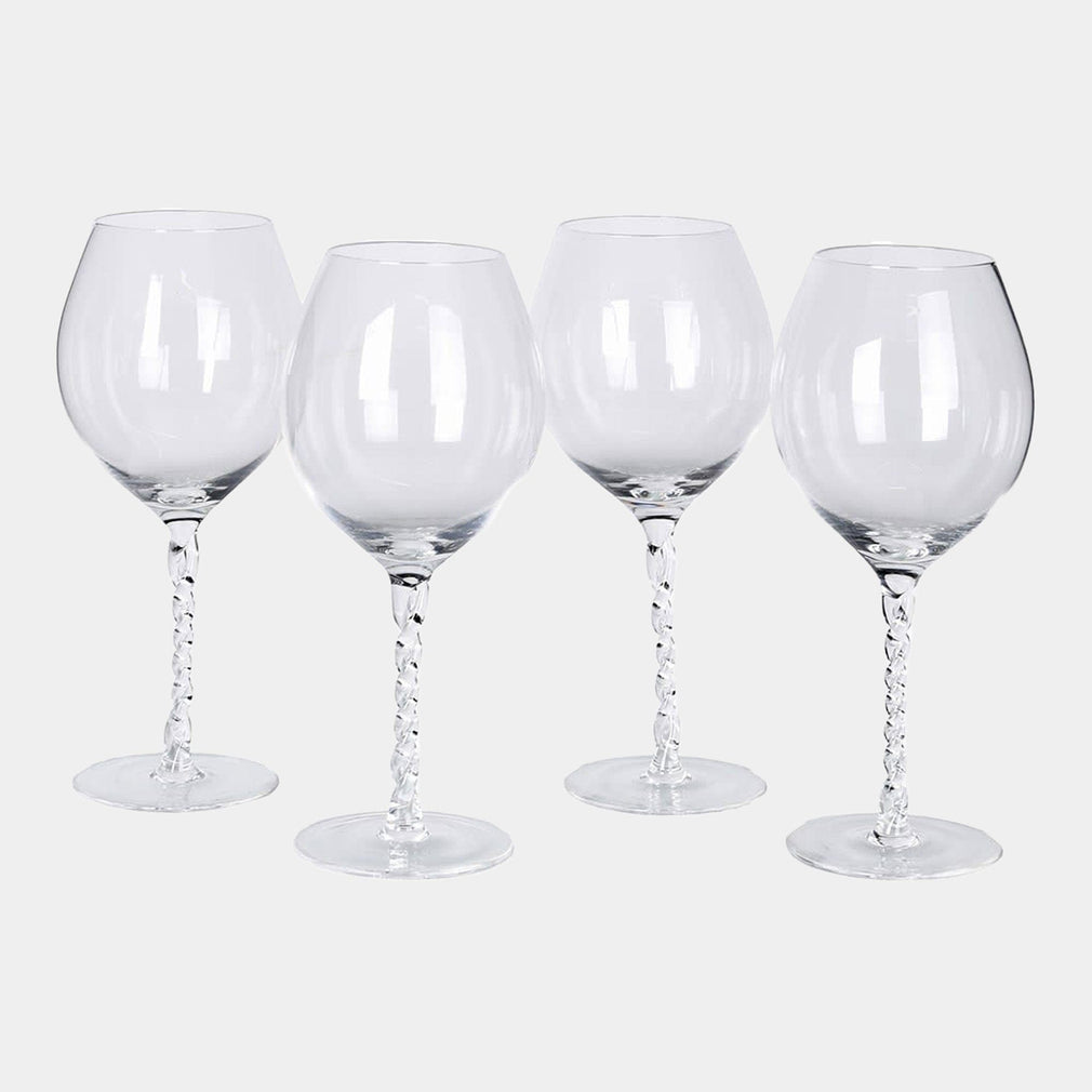 Twisted Stem - Red Wine Glasses, Set of 4
