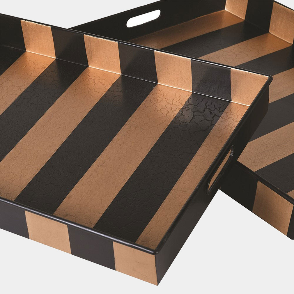 Regency - Gold and Black Stripe Trays, Set of 2
