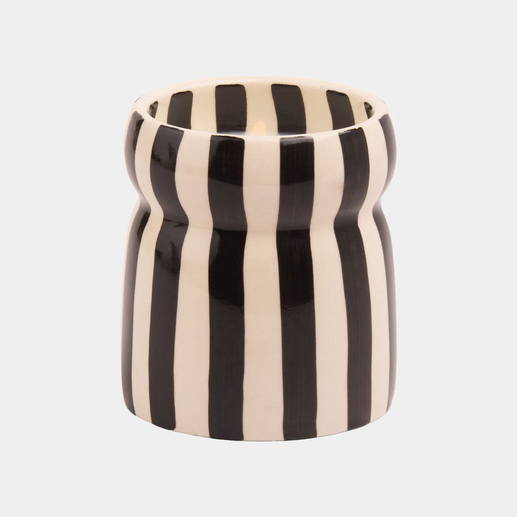 Cabana - Striped Candle, Lava Stone