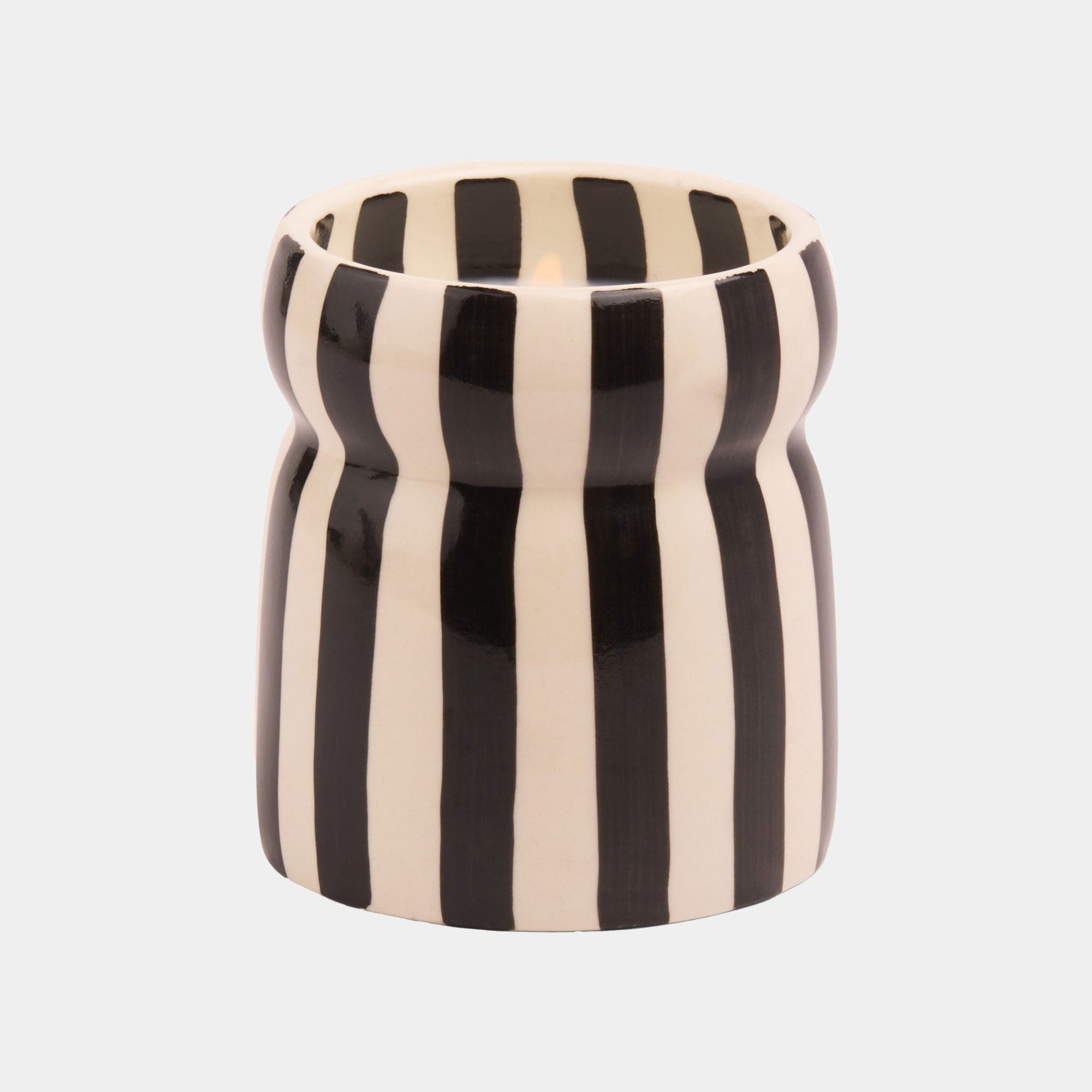 Cabana - Striped Candle, Lava Stone