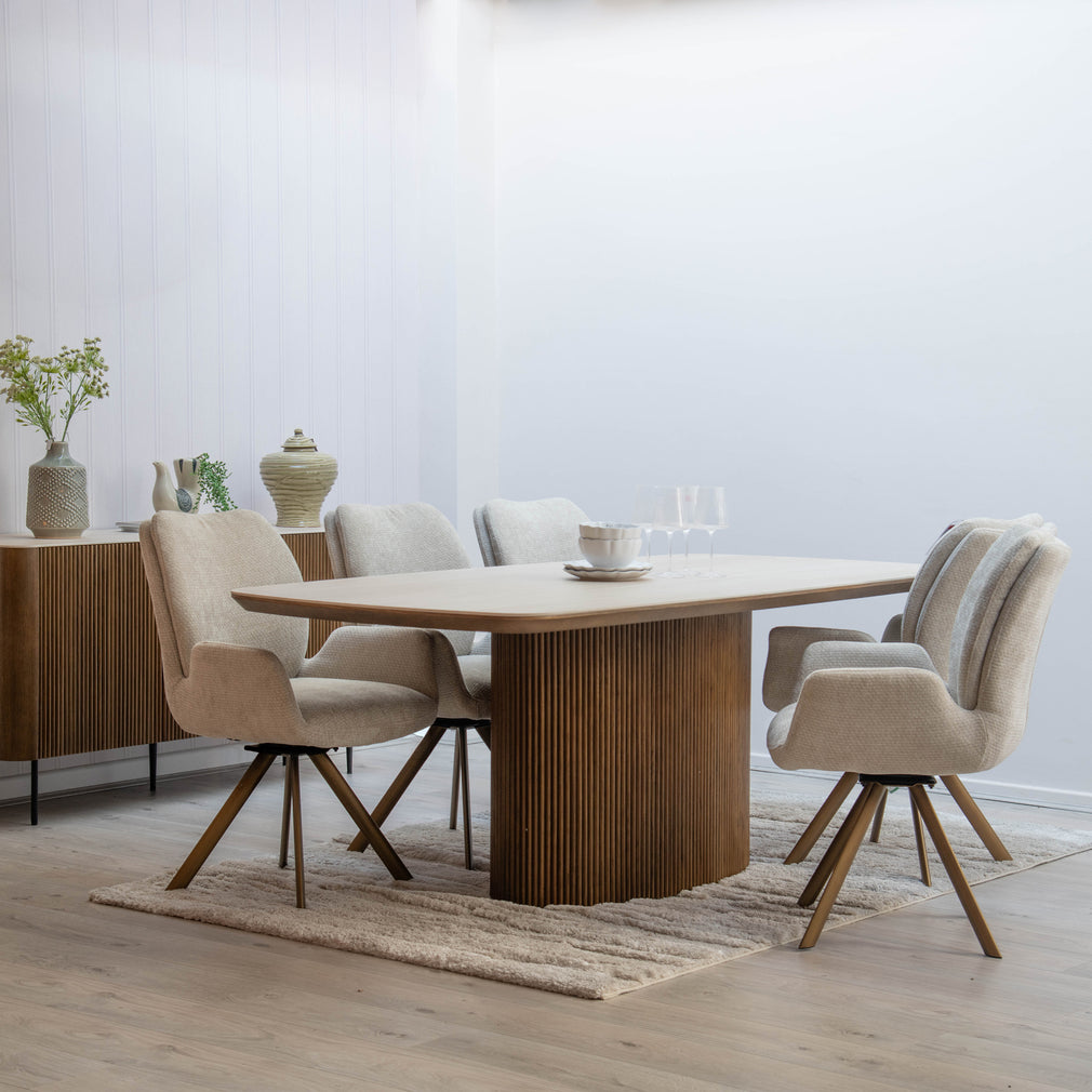 Toledo - Dining Table, Travertine Top 200cm