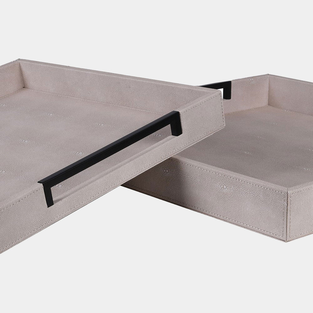 Ottoman - Decorative Trays, Ivory & Black Set of 2