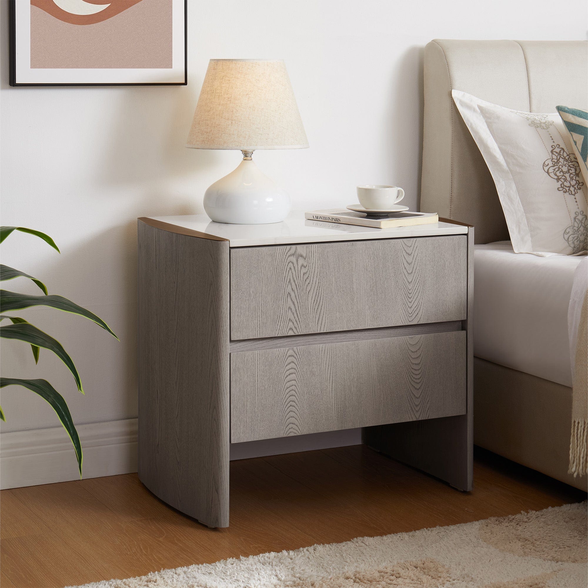 Anastasia - 2 Drawer Bedside Chest In Washed Oak