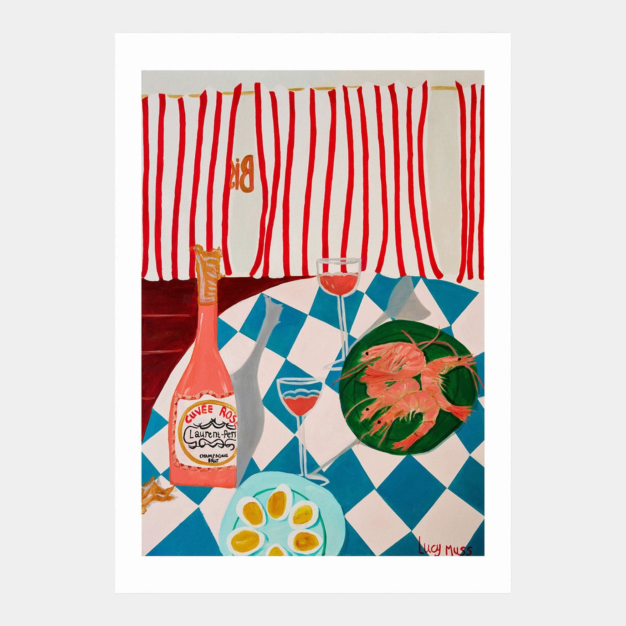 Shrimps And Champagne - by Lucy Moss A2 Print