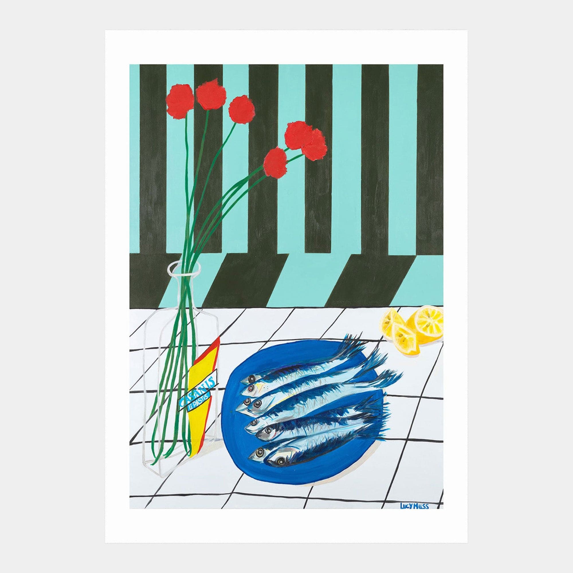 Striped Sardines - by Lucy Moss A2 Print