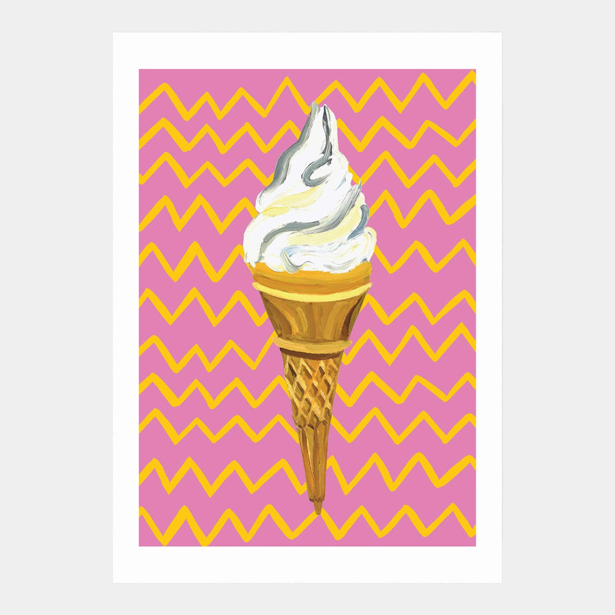 Ice Cream Pink Zigzag - by Alice Straker A2 Print
