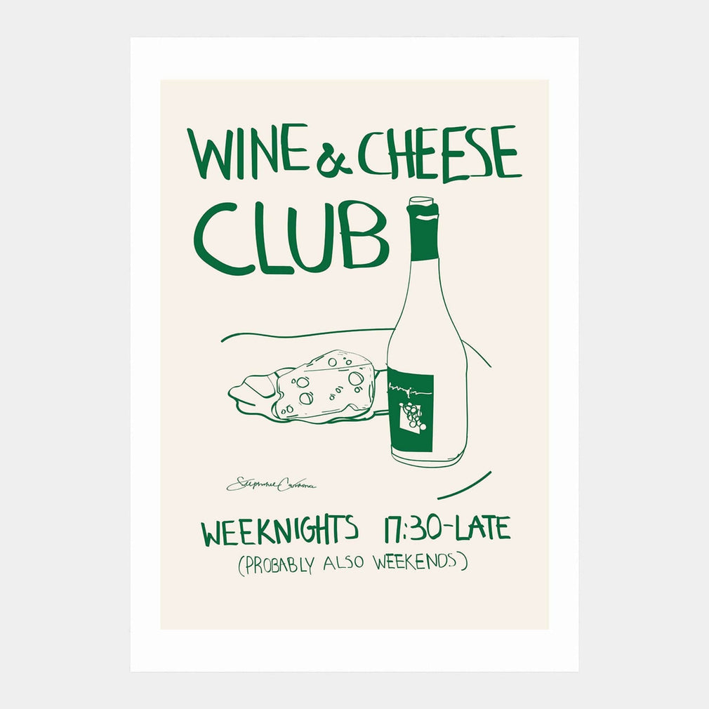 Wine Cheese - by Stephie Cardona A2 Print