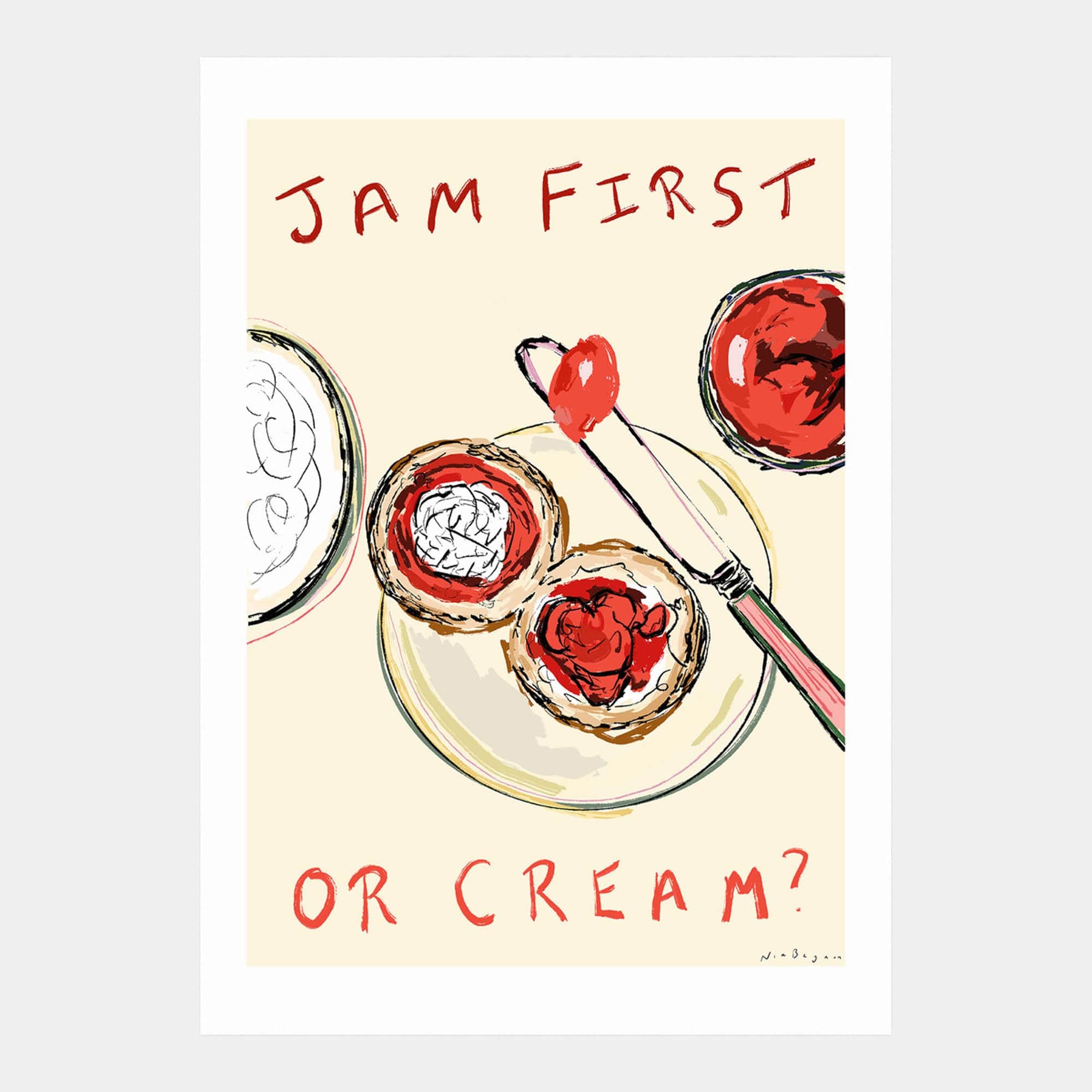 Jam First or Cream? - by Nia Beynon A2 Print
