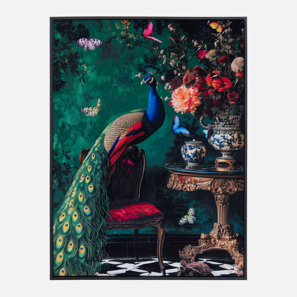 Stately Peacock - Velvet Wall Art