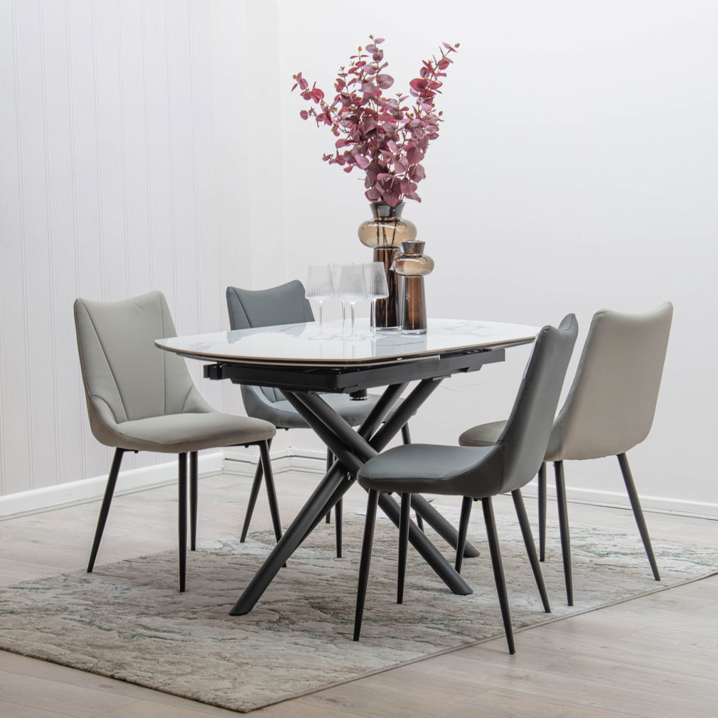 Athena - Marble Effect Extending Dining Table