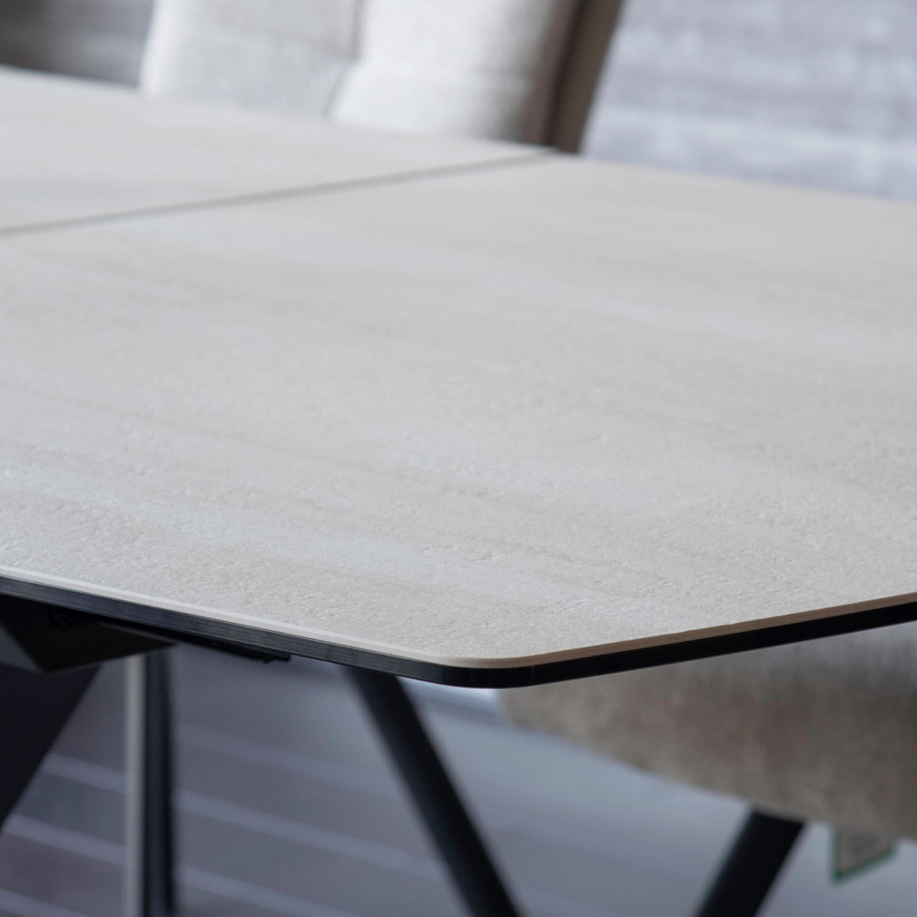 Zeus - Travertine Effect Ceramic Extending Dining Table