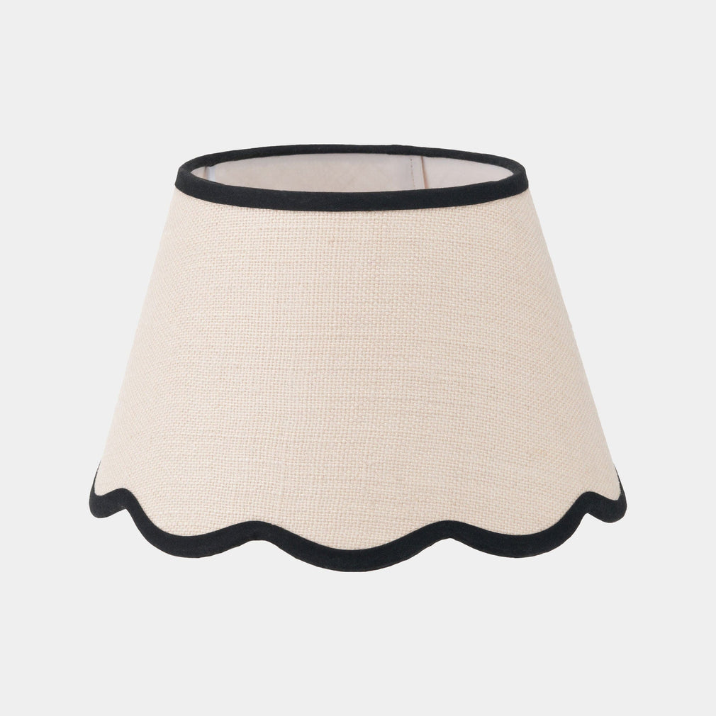 Maisie 30cm Cream Jute Lamp Shade Scalloped Edge with Contrast Binding