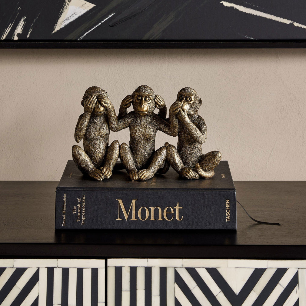 Three Wise Monkeys - Antique Gold