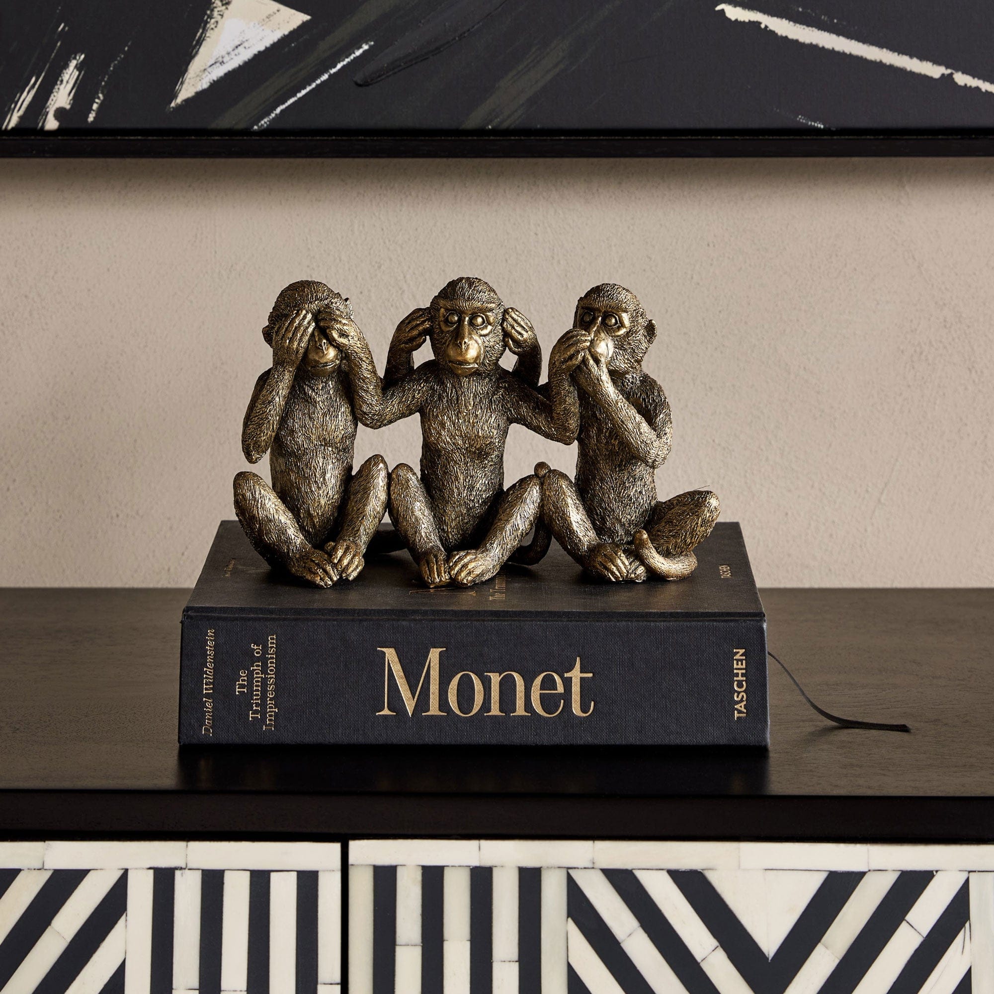 Three Wise Monkeys - Antique Gold