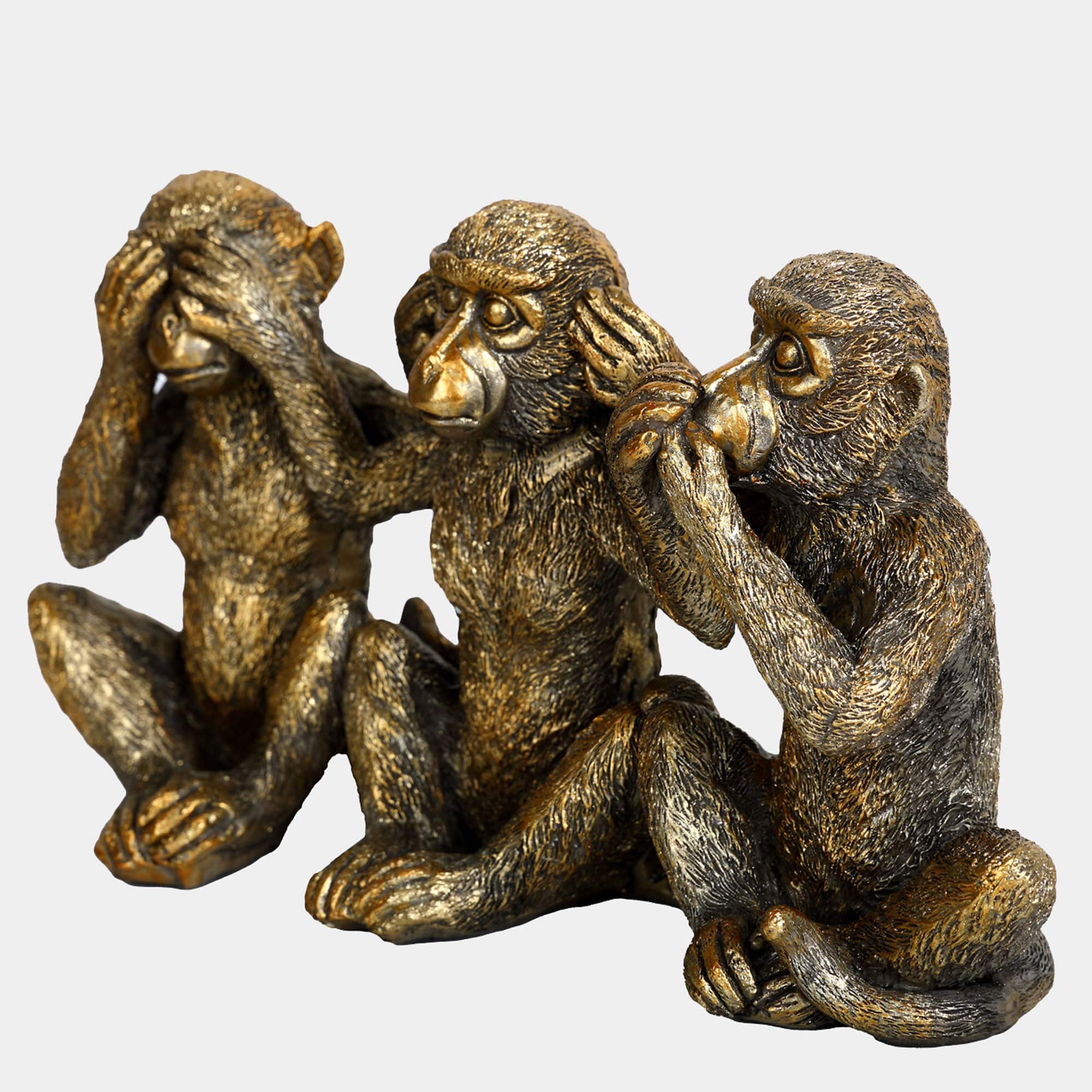 Three Wise Monkeys - Antique Gold