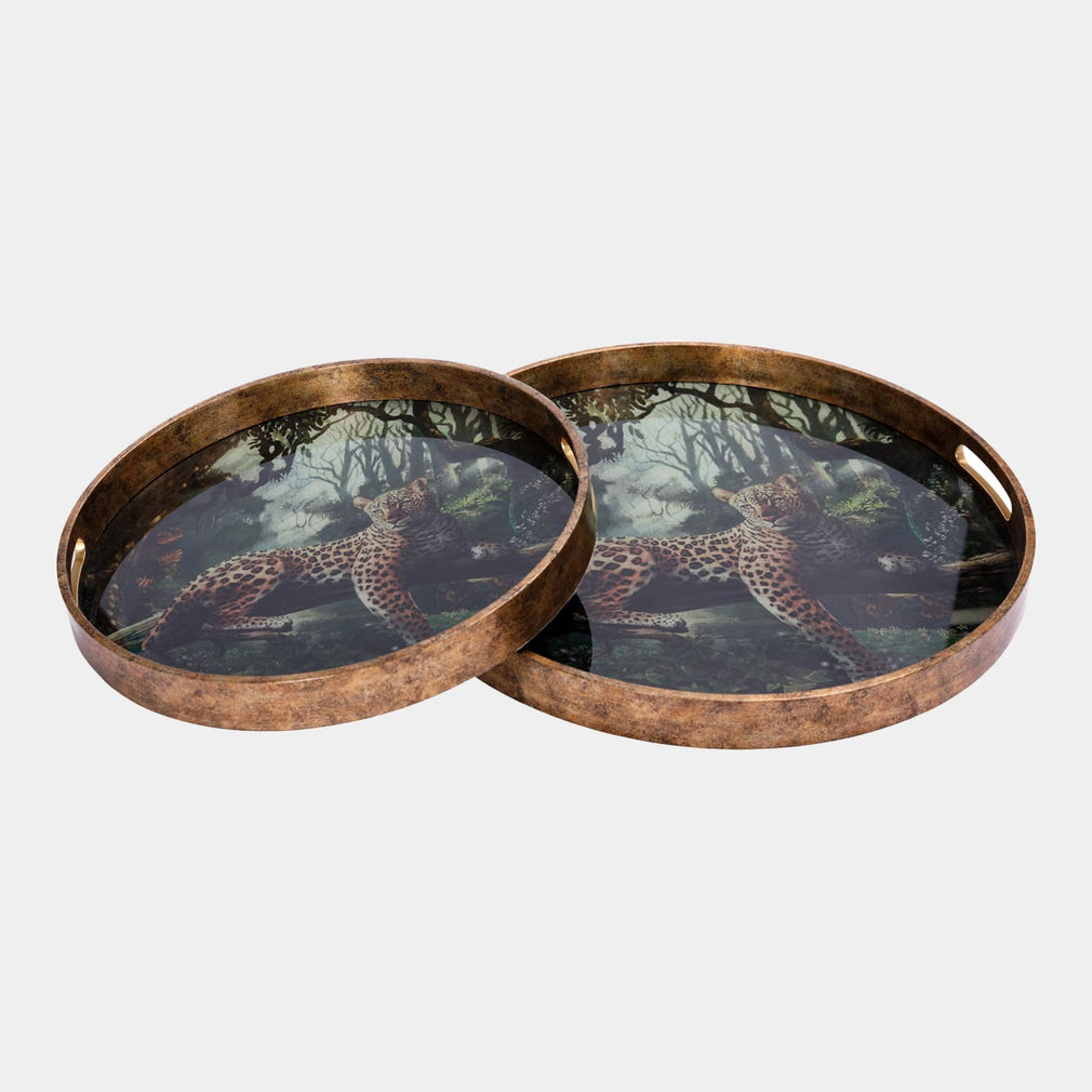 Lounging Leopard - Trays, Set of 2
