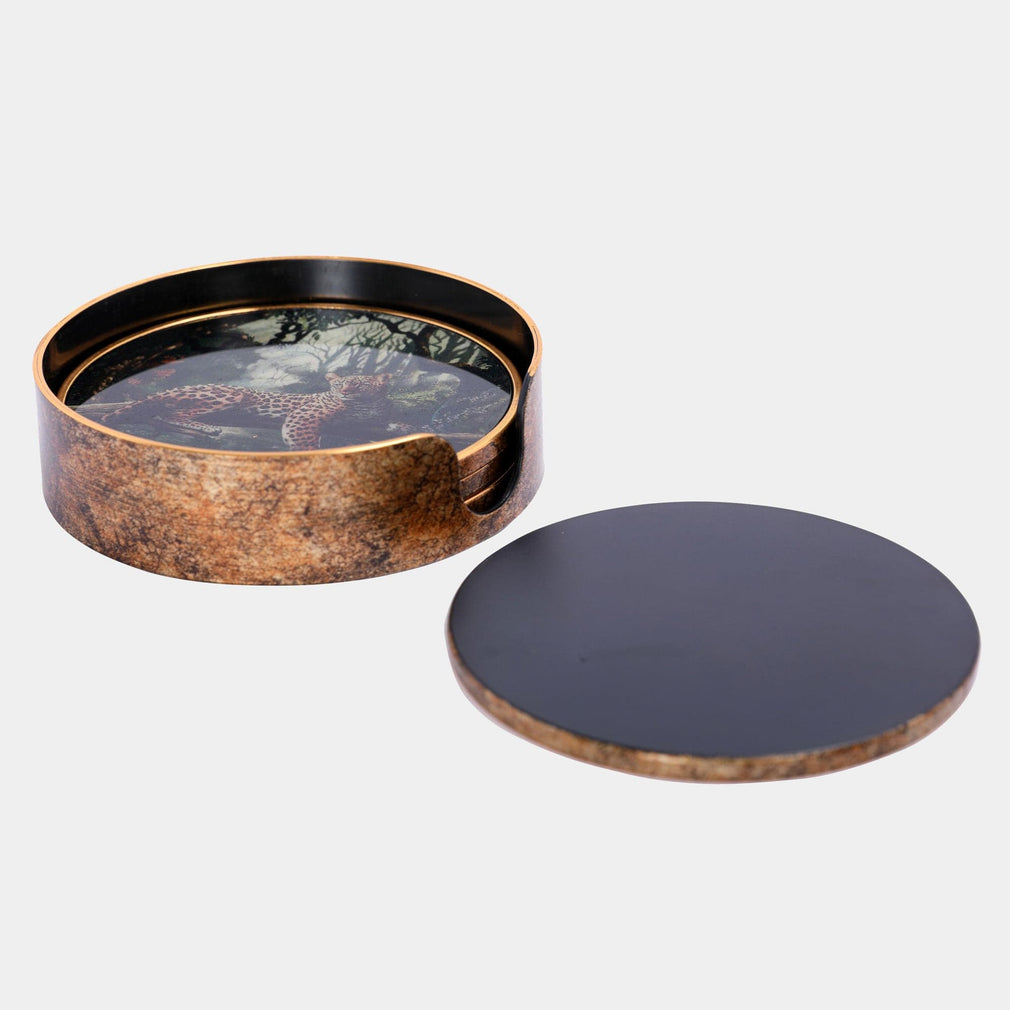 Lounging Leopard - Coasters, Set of 4