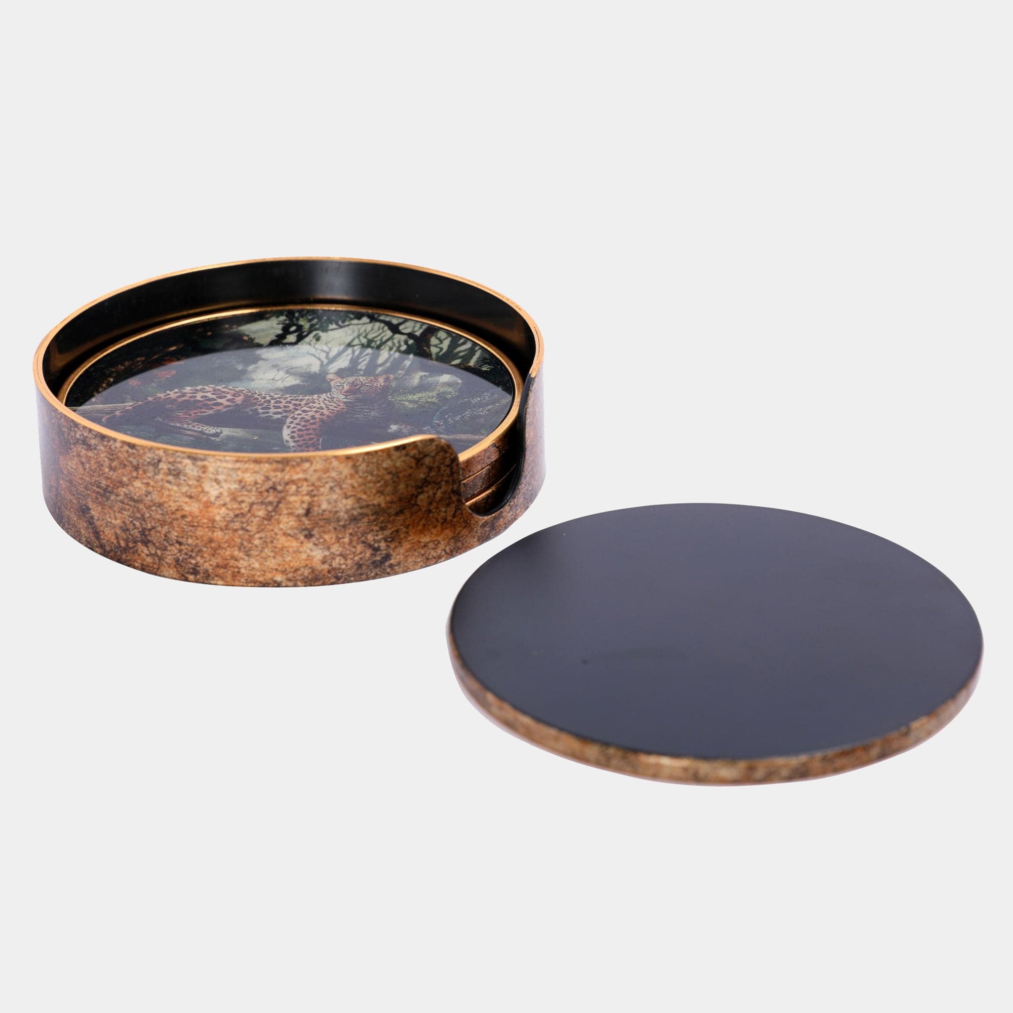 Lounging Leopard - Coasters, Set of 4