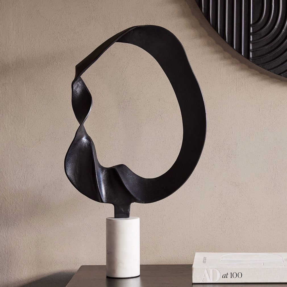 Kentford - Sculpture on Marble Base, Black