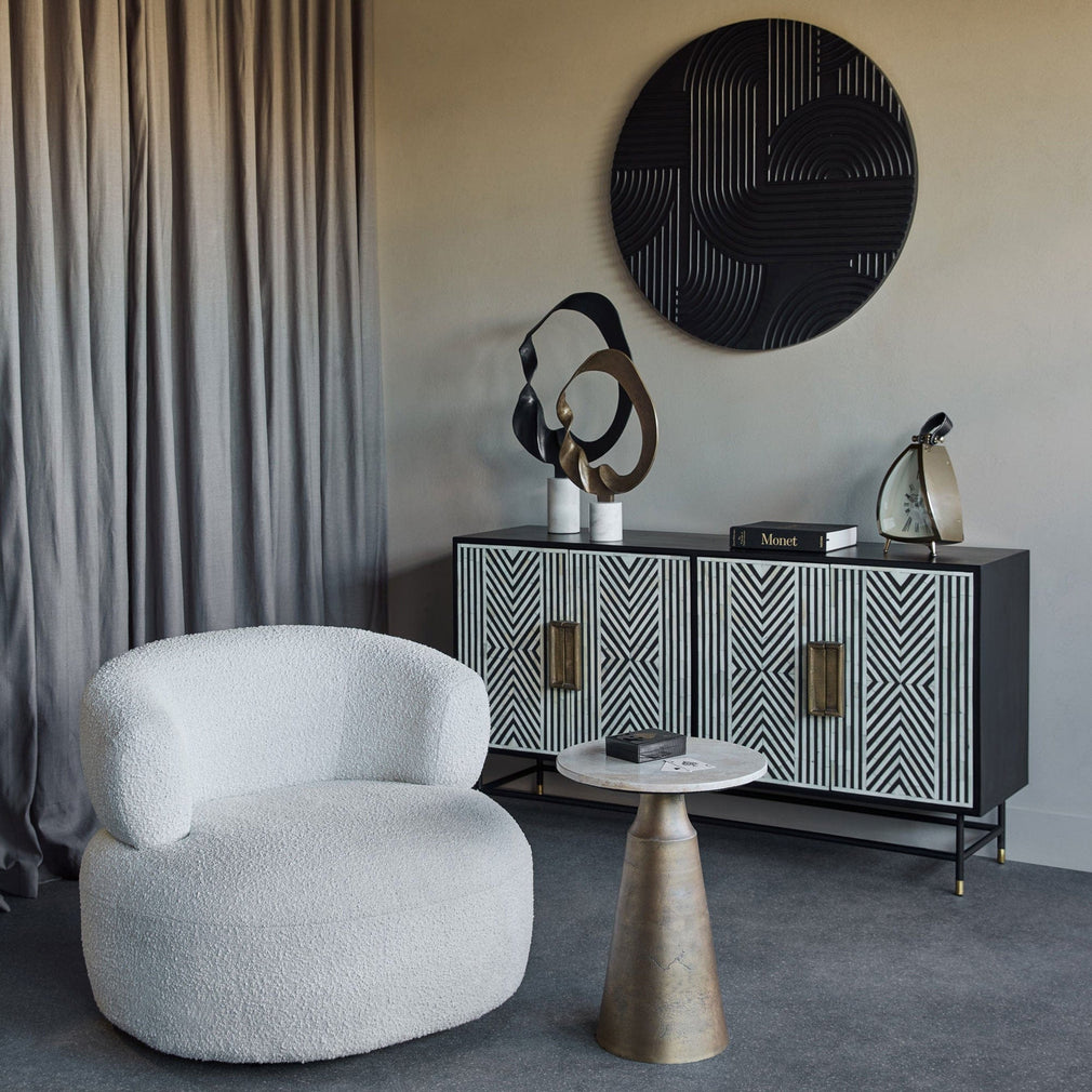 Kentford - Sculpture on Marble Base, Black