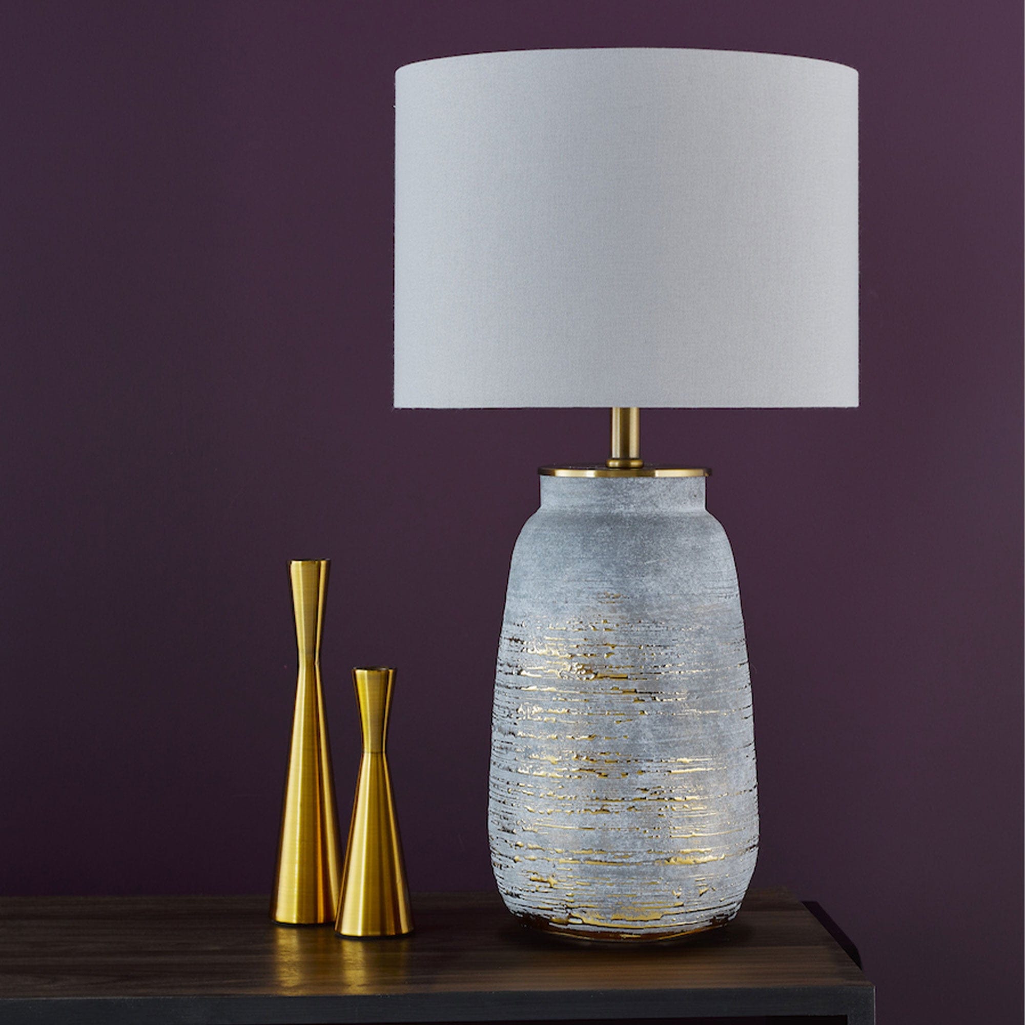 Kaja - Grey and Brass Table Lamp