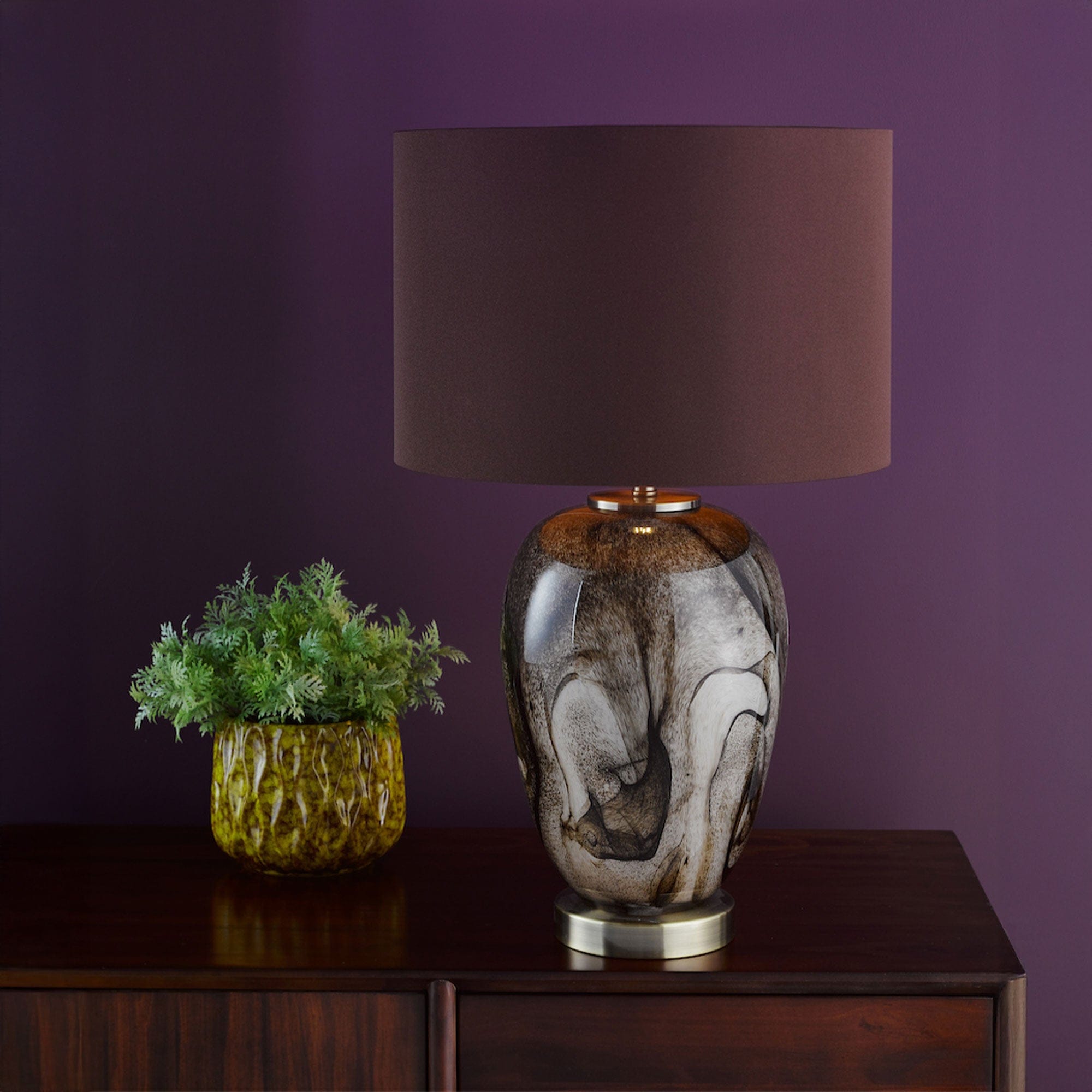 Esti - Brown Marble Effect Glass Table Lamp