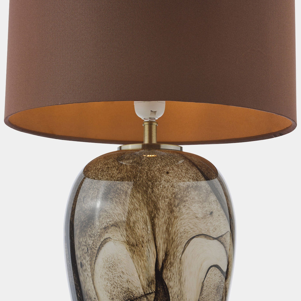 Esti - Brown Marble Effect Glass Table Lamp