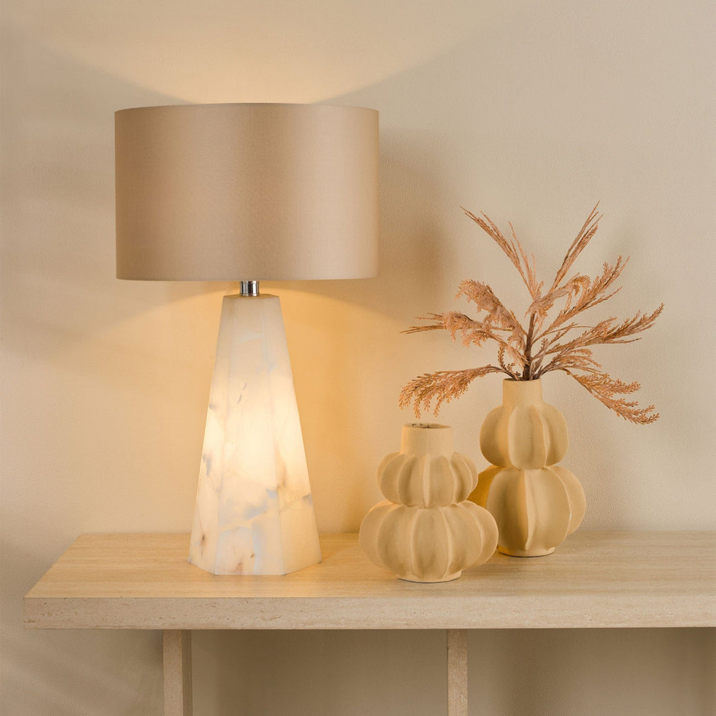 Rasima - Alabaster and Matt Antique Brass Table Lamp Base Only