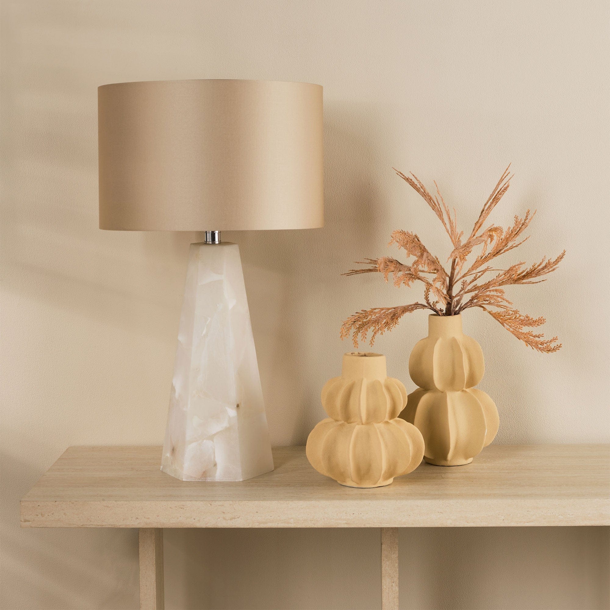 Rasima - Alabaster and Matt Antique Brass Table Lamp Base Only