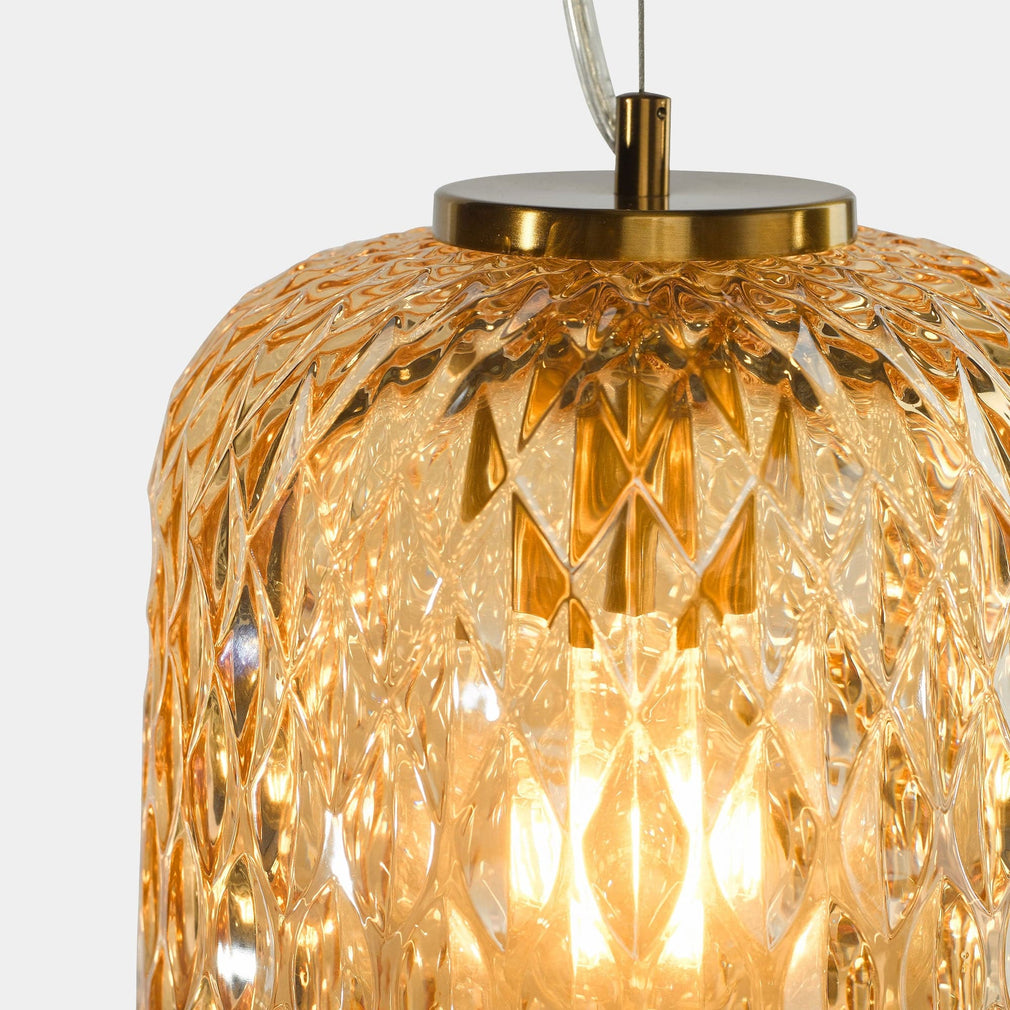 Lanzo - Natural Brass and Amber Glass Pendant