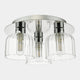 Carey - Polished Chrome and Glass 3 Light Bathroom Flush Light