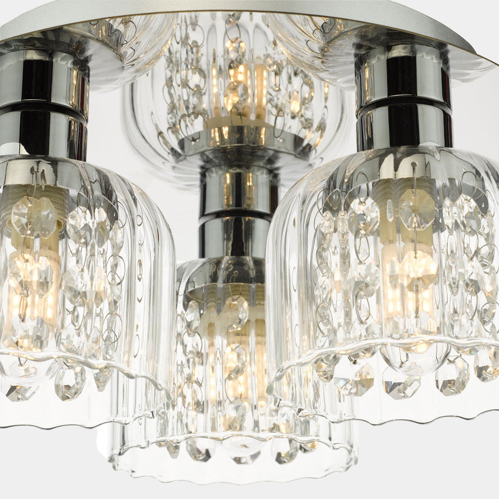 Carey - Polished Chrome and Glass 3 Light Bathroom Flush Light
