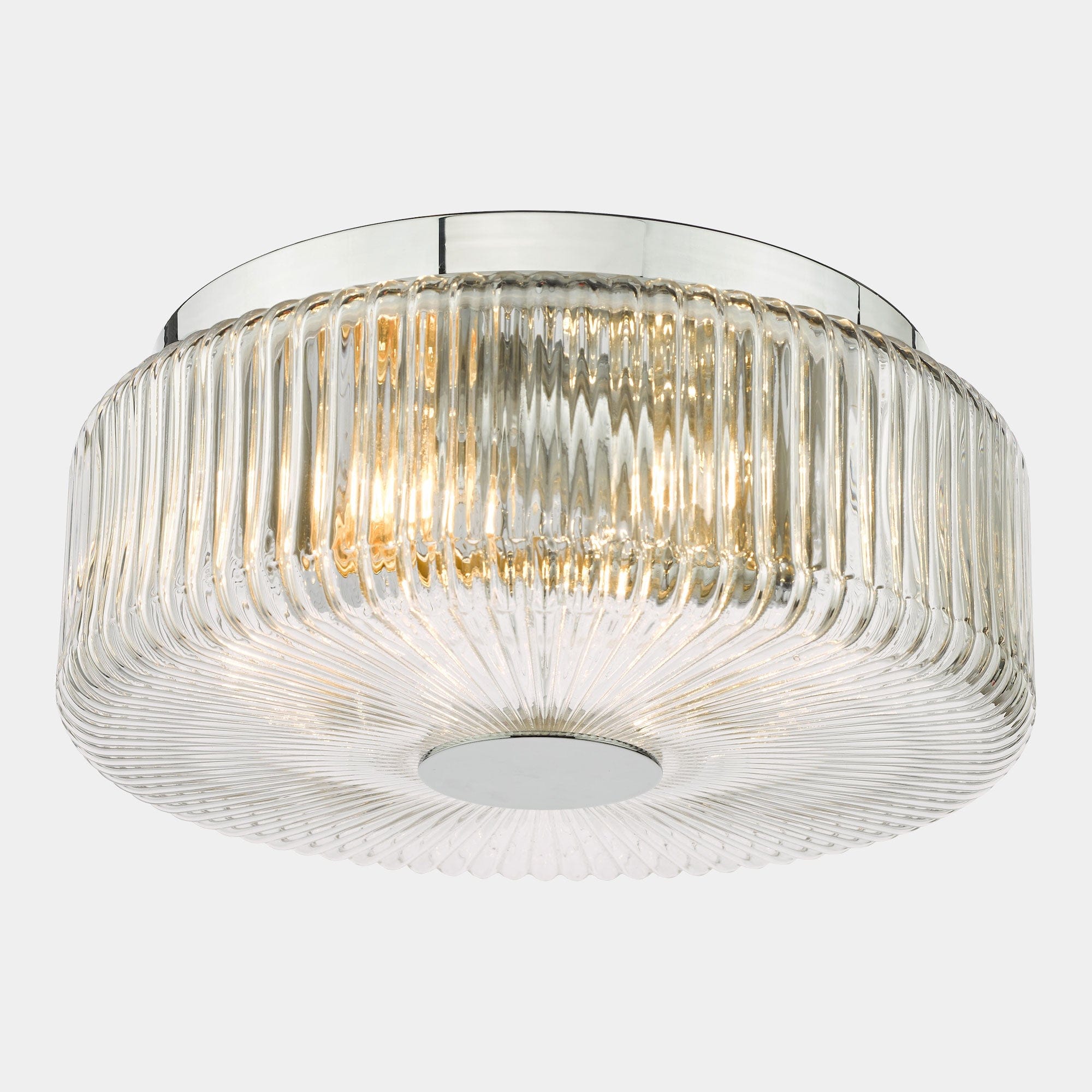 Enola - Polished Chrome and Ribbed Glass 3 Light Flush