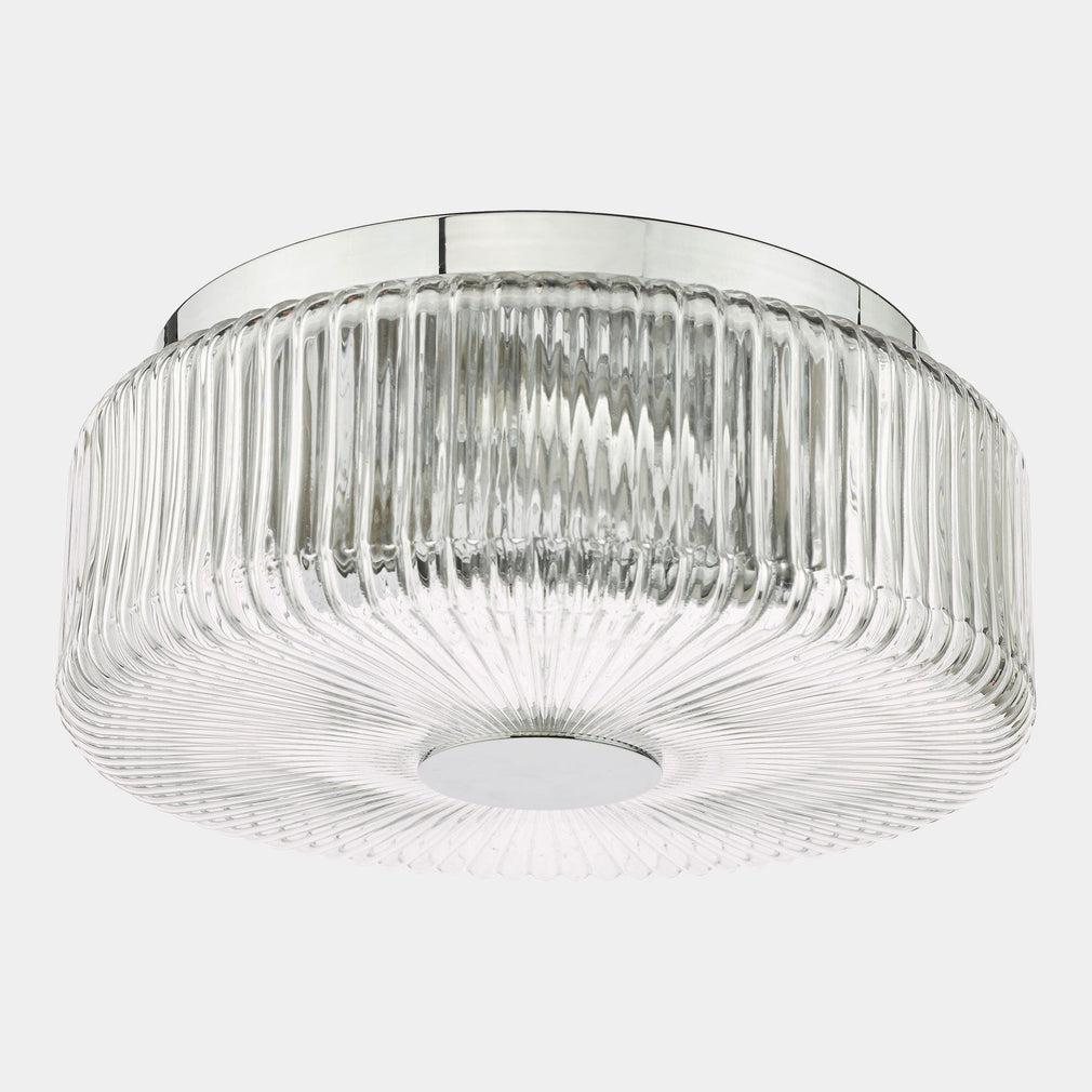 Enola - Polished Chrome and Ribbed Glass 3 Light Flush