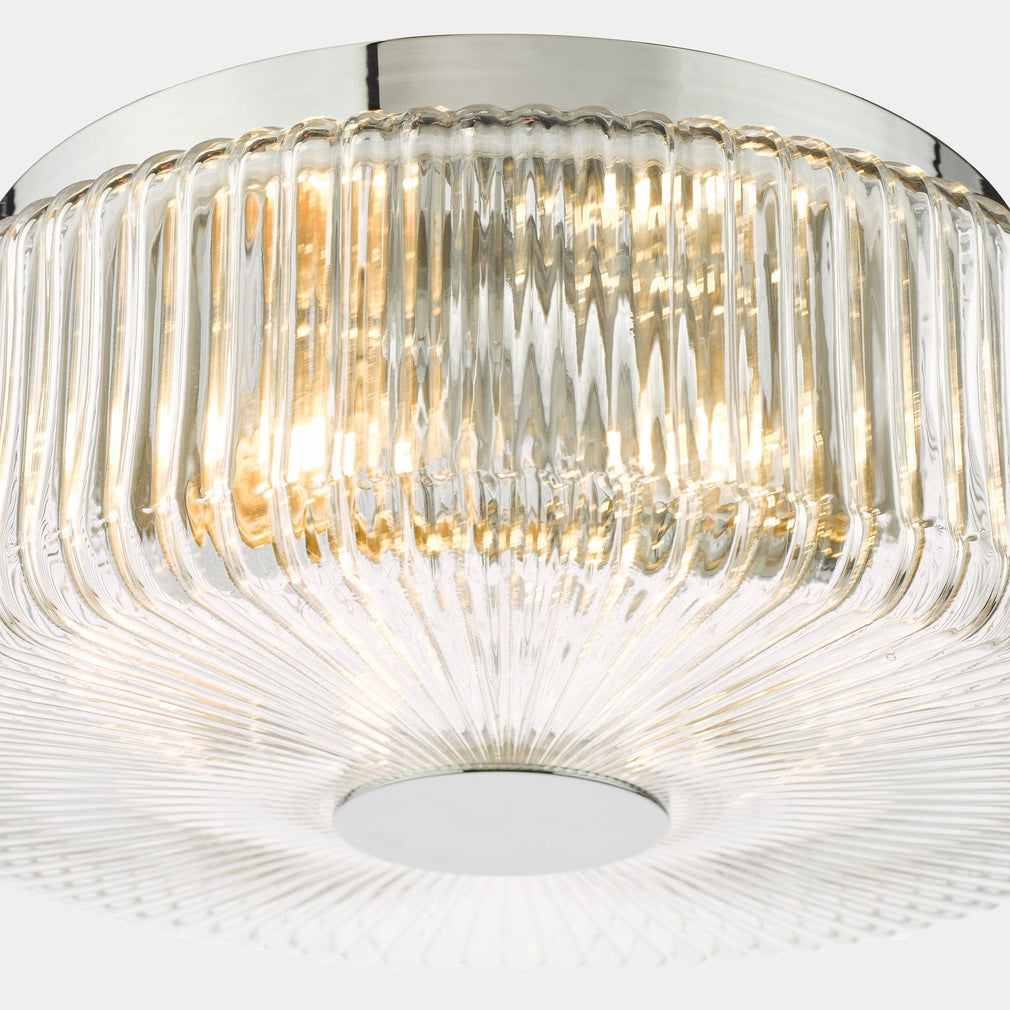 Enola - Polished Chrome and Ribbed Glass 3 Light Flush