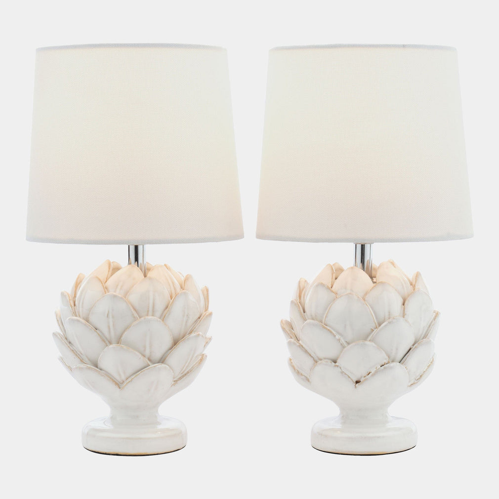 Laura Ashley Artichoke - Twin Pack White Table Lamp
