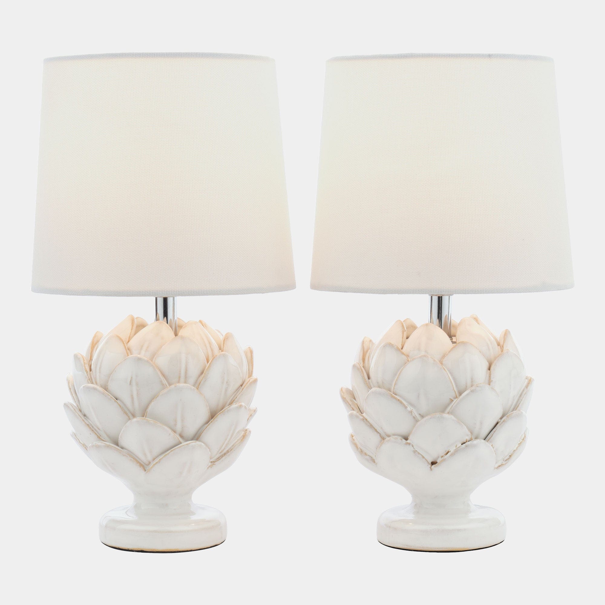 Laura Ashley Artichoke - Twin Pack White Table Lamp