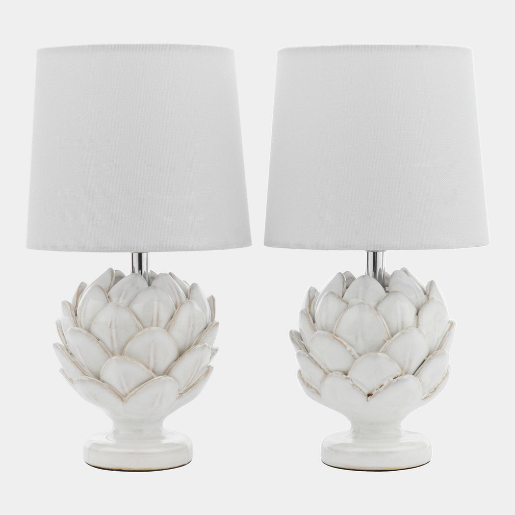 Laura Ashley Artichoke - Twin Pack White Table Lamp