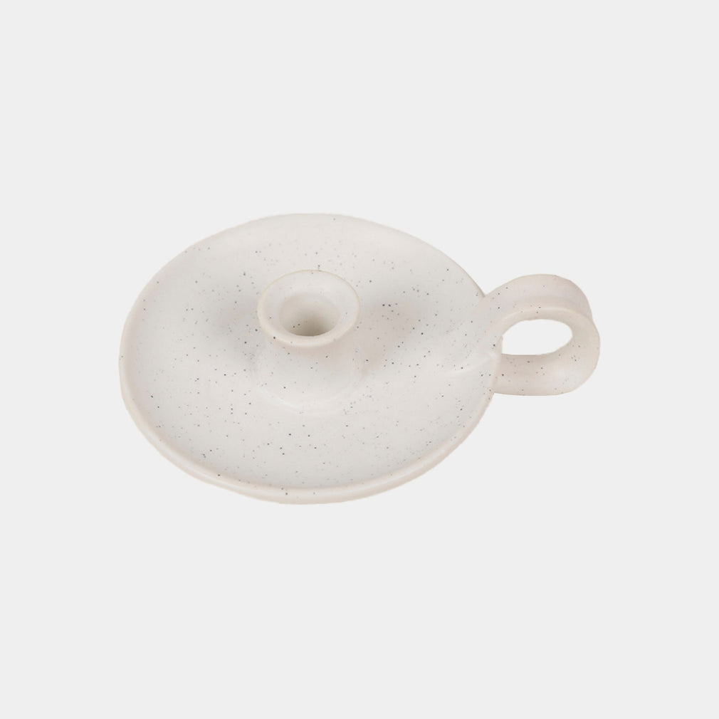 St Eval - White Speckle Candle Holder