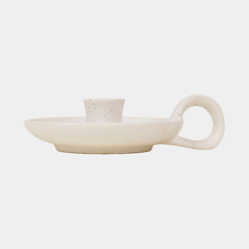 St Eval - White Speckle Candle Holder